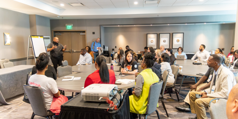 Marvin Carr presents during the Aspen Opportunity Youth Convening in May 2023.